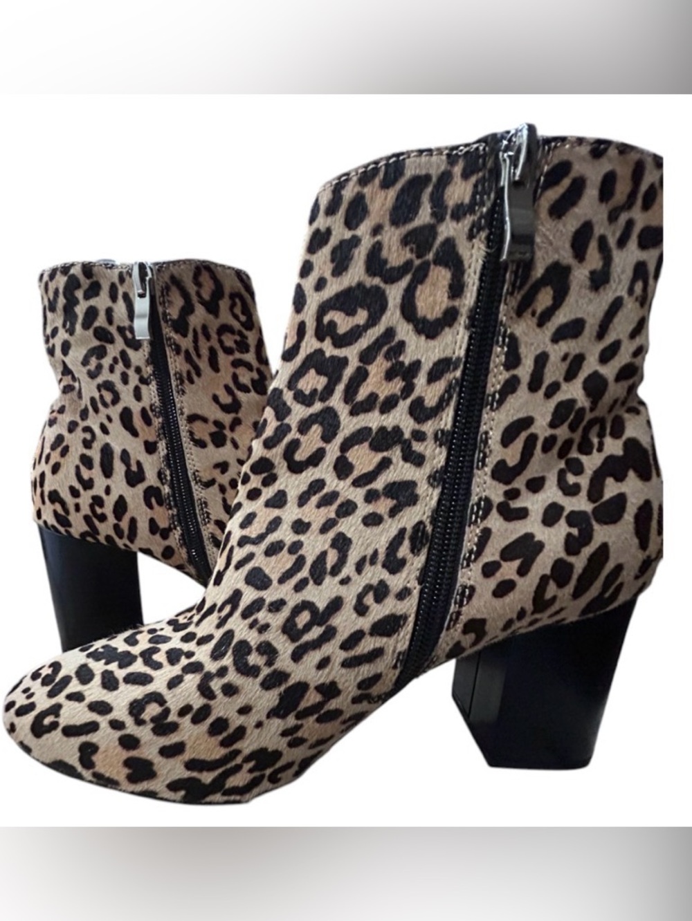 Nordstrom Halogen Leopard Haircalf Abbi Block Heel Booties 7.5
